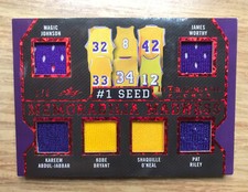 LAKERS CELTICS KOBE BIRD KAREEM MAGIC 2022 IN THE GAME USED 12 JERSEYS RED 2/8