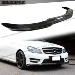 FRP w Carbon Fiber BKS Front Spoiler Lip For 12-14 W204 C204 C63AMG Stock Bumper - Picture 1 of 3