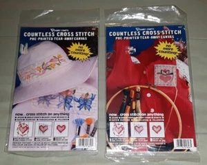 LOT of 2 Vogart Countless Cross Stitch set SEALED NEW hearts 1826 flowers 1840 - Picture 1 of 5