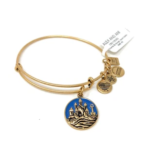 Brazalete Brazalete Alex And Ani Playa Castillo Arena Acabado Dorado Rafaeliano Nuevo con Etiquetas - Imagen 1 de 5