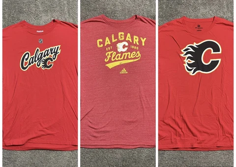Calgary Flames T shirt Lot Men’s Large Red NHL Cover