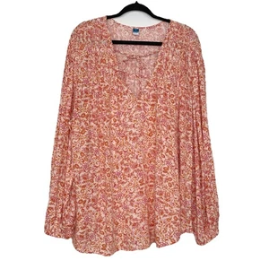 Top contadino boho vecchio navy donna 3x pesca floreale manica lunga scollato cottagecore - Foto 1 di 9