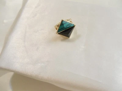 Anillo Bar 111 Tono Oro Talla 6 Mala Verde/Negro Colorblock C768 Foto 1 de 4