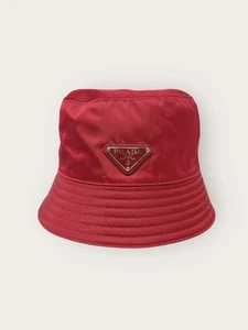 Prada Red Nylon Triangle Logo Bucket Hat 146881463 - Picture 1 of 6