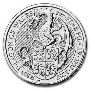 2017 Great Britain 2 oz Silver Queen's Beasts The Dragon - Picture 1 of 2