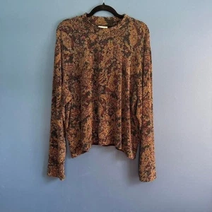Vintage Metallic Blouse Women's Size Medium BonWorth Mock Neck Sparkle Paisley - Picture 1 of 8
