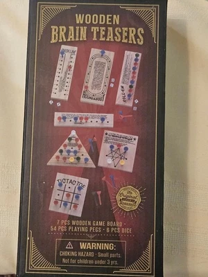 Wooden Brain Teasers 7 Different Games in One Box Perfect Condition - Image 1 of 4