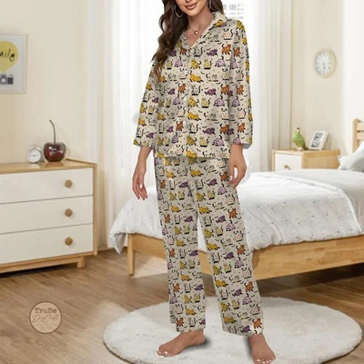 Pijama Spooky Cat – Conjunto de roupa de dormir Halloween, roupa lounge aconchegante engraçada para noites - Imagem 1 de 4
