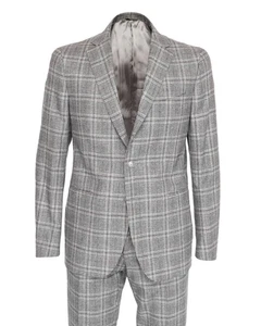 NWT EIDOS by ISAIA SUIT Carlo Barbera wool grey check luxury Italy 50 - Picture 1 of 8