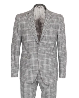 NWT EIDOS by ISAIA SUIT Carlo Barbera wool grey check luxury Italy 50 - Image 1 of 4