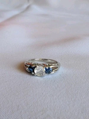 Anillo de moda AIMAOMIHeart con forma de circón azul circonita cúbica diamante simulado Foto 1 de 2