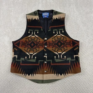 Vtg Pendleton Aztec Vest Sz XL Southwestern Native Button High Grade Western - Picture 1 of 5