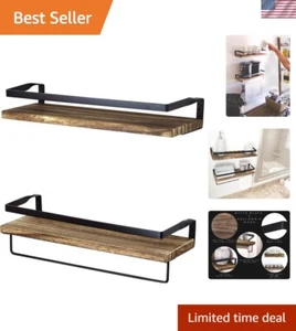 Rustic Floating Wall Shelves with Rails - Decorative Storage for Kitchen, Bat... - Picture 1 of 10