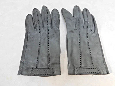 ARIS LADIES GRAY LEATHER EVERYDAY GLOVES SILK LINING SZE 7.5 - Image 1 of 4