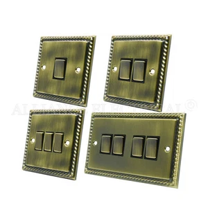 Georgian Antique Brass Light Switch - 10 Amp 1 Gang 2G 3G 4G 2 Way Intermediate - Picture 1 of 6