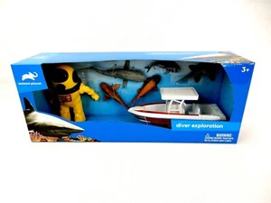 Animal Planet Deep Sea Exploration Play Set, Diver, Boat, Shark Figurines, 3+ - Picture 1 of 12