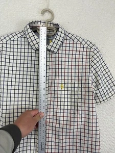 Five Four Shirt Men's Cotton Short Sleeve Woven Button Down Windowpane White L - Picture 1 of 7