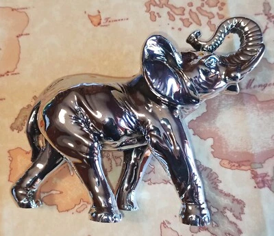 LEONARDO ARGENTI - Elefante con Lamina di Argento cm 24 x 15 - Immagine 1 di 4