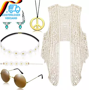 Neer 6 Stück Hippie Kostüm Set Für Damen 60Er 70Er Jahre Hippie Sonnenbrille Unr - Bild 1 von 12