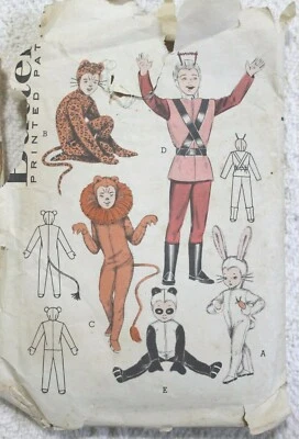 1950s Butterick Children's Halloween Costume Pattern  Animals Or Spaceman - Image 1 of 3