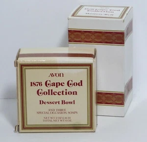 Avon 1876 Cape Cod Collection Hostess Glocke Dessertschale mit 3 duftenden Seifen EUC - Bild 1 von 4