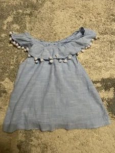 Crown & Ivy Sleeveless Ruffle Embroidered Top Blouse Size Medium Blue Kids Girls - Picture 1 of 5