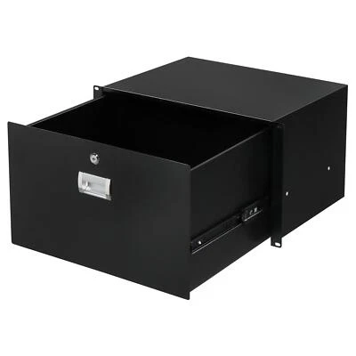 19" 1U/2U/3U/4U/6U Rack Mount DJ Deep Drawer Server Cabinet Case With Keys Black - Image 1 of 4