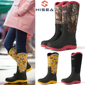 HISEA Women Neoprene Tall Rain Boot w/Steel Shank Mud Garden Wellies Foam Insole - Picture 1 of 47