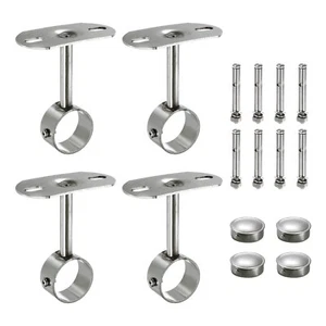 4 Pcs Ceiling Mount Bracket, Wardrobe Pipe, Shower Curtain Closet Rod 32x100mm - Picture 1 of 7