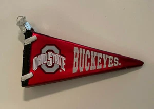 Old World Christmas (OWC) Glass Ornament OHIO STATE Pennant - Picture 1 of 7