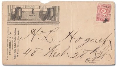 Scott 54L1 2c Crosby's Express Ventilator Advertising Cover; 7 known; see census - Image 1 of 3