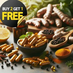 ORGANIC Turmeric Curcumin, Ginger and Black Pepper x120 Capsules - High Potency - Picture 1 of 1