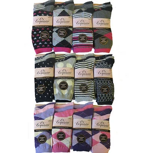 6/12 Ladies Premium Quality Designer Cotton Socks Comfort With Stretch Size 4-7 - Picture 1 of 11