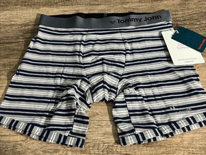 NEW! Tommy John Cool Cotton ML Boxer Brief w/Hammock Pouch Nouvelle Stripe Sz S - Picture 1 of 6