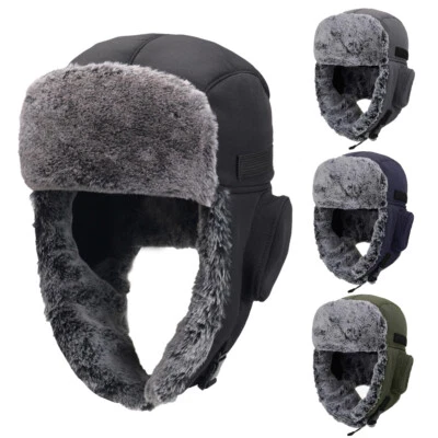 Winter Aviator Hat Mens Women Warmer Russian Ushanka Windproof Ski Earflaps Hat - Image 1 of 4