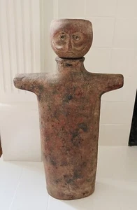 Painted Terracotta Modern Art Pottery Man Figure W/ Mustache Sculpture Planter - Picture 1 of 14