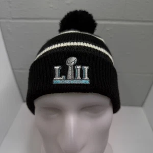 SUPER BOWL LII Winter Stocking Hat Cap Eagles Patriots Black Pom Pom '47 NFL - Bild 1 von 10