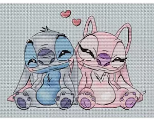 Lilo And Stitch Disney Lilo And Angel Counted Cross Stitch Kit 14ct White - Picture 1 of 3