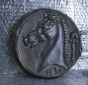 Gran Medallón Púnico 21 Cm Cartago En Sicilia IV A.C. Caballo Erguido Datario - Picture 1 of 4