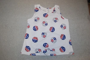 Girls Tank Top AMERICANA Red White Blue USA FLAG SMILEY FACES Tie Front XXL 18 - Picture 1 of 1