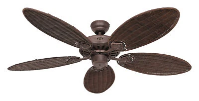 132 cm 52" tropical style indoor ceiling fan CLASSIC ROYAL Brown Rattan blades - Image 1 of 4