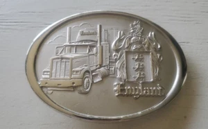 Fibbia cintura Inghilterra tono argento semi-camion pilota lungo raggio rimorchio stemma - Foto 1 di 2