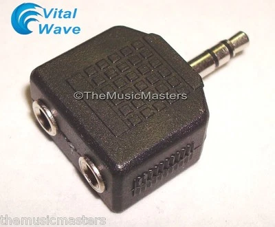 3.5mm Stereo Headphone Male to 2 Female 1-2 "Y" Splitter Audio Adapter VWLTW - Image 1 of 2