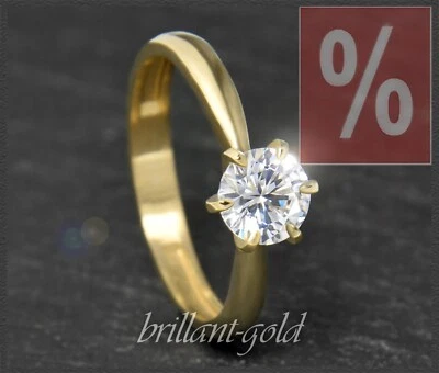 Solitär Diamant Ring aus 750 Gold mit 0,99ct Brillant, River E & Si2; Damenring - Bild 1 von 4