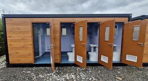 Glamping Campsite Shower Block 4 Bay Disabled Prefabricated 20ft UK In Stock - Picture 1 of 18