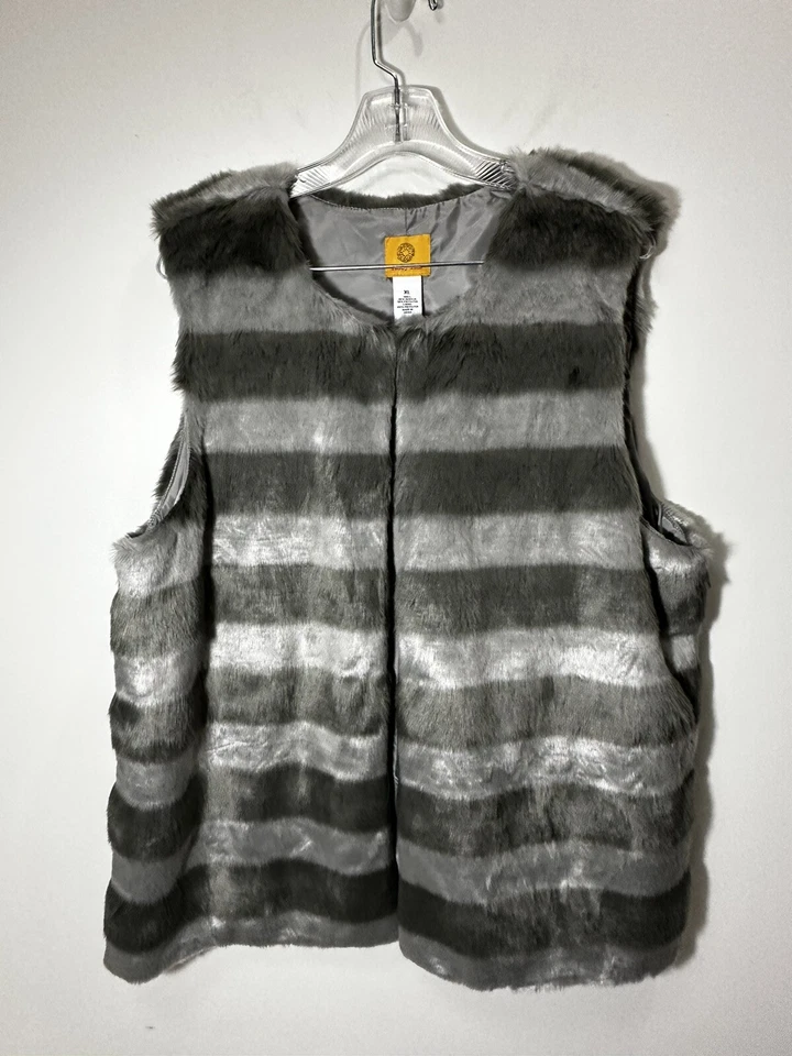 Ruby Rd Road Faux Fur Vest Grey Gray XL  - Image 1 of 4