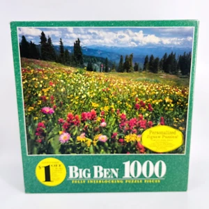 VTG 1999 HASBRO BIG BEN 1000 PIECE PUZZLE LA PLATA MOUNTAINS COLORADO-FLOWER-NOS - Picture 1 of 12