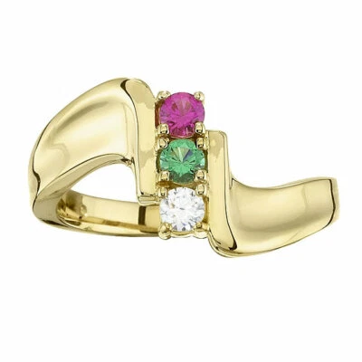 Anillo Familiar Oro Sólido 10K o 14K Anillo Madre 1 a 5 Piedras Natales Foto 1 de 2