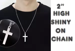 BEST SELLER CHRISTIAN CROSS FAITH Pendant 925 Sterling Silver 26" Necklace Men - Picture 1 of 6