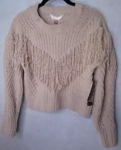 No Boundaries Tan Sweater with Fringe Size XS - Picture 1 of 8